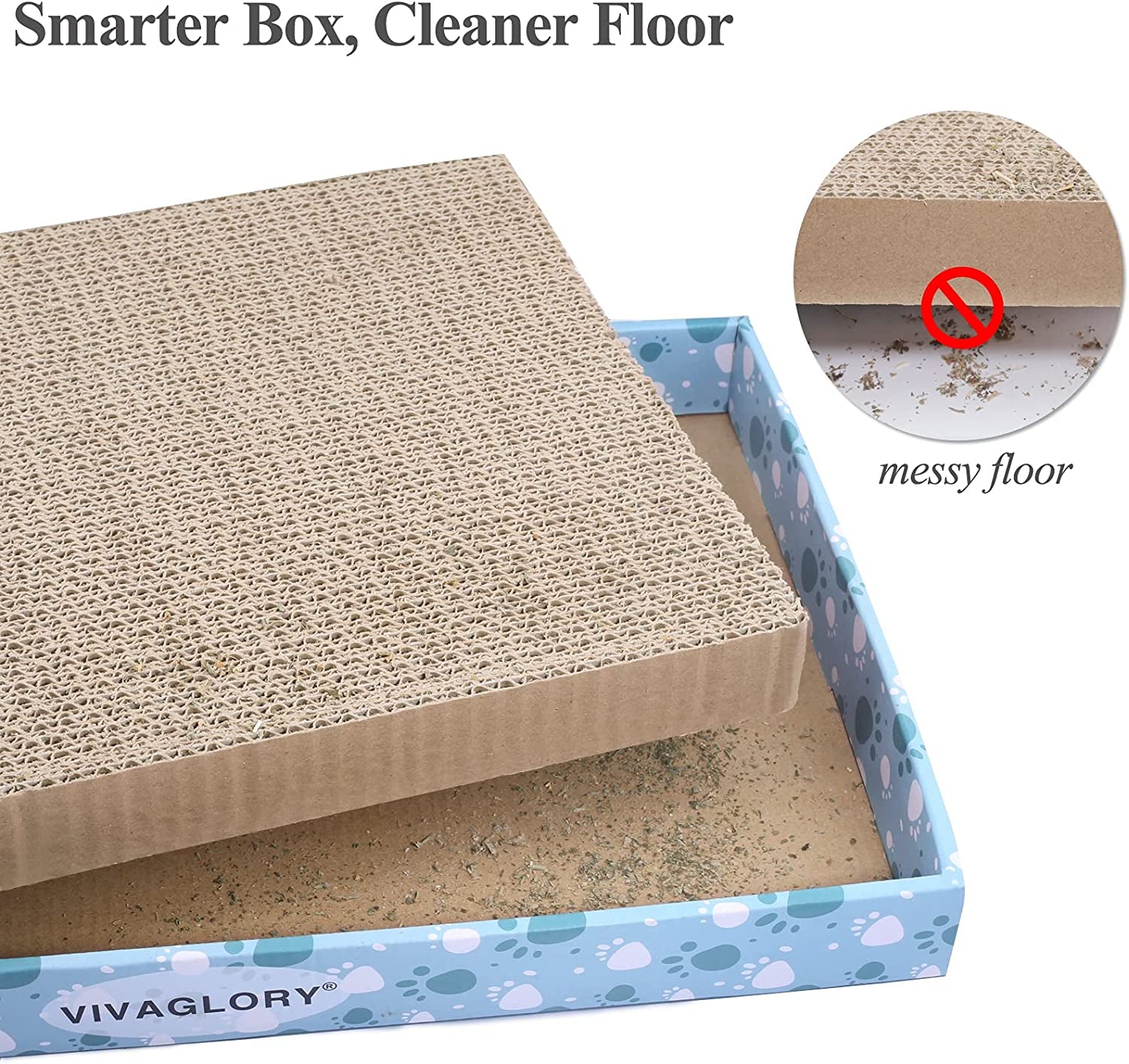 Cat Scratcher, Scratching Pads with Box, Reversible Board for Indoor Cats Kitty, Cardboard Scratcher, Catnip Included, 1 Pack, Extra Wide