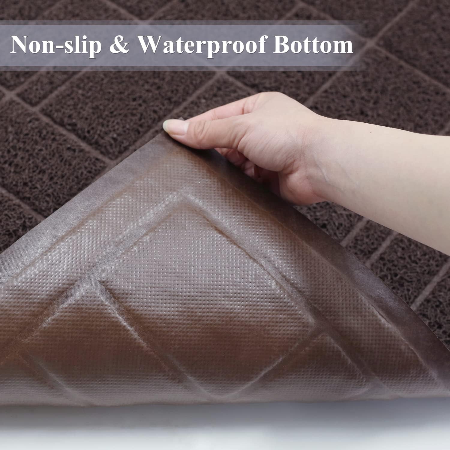 Cat Litter Mat for Catching Litter, Cats Litter Rug Catcher, Waterproof Pet Feeding Food Mats for Kitty Dog Small Animals, Non-Toxic Safety for Pets, Brown-Modern Pattern