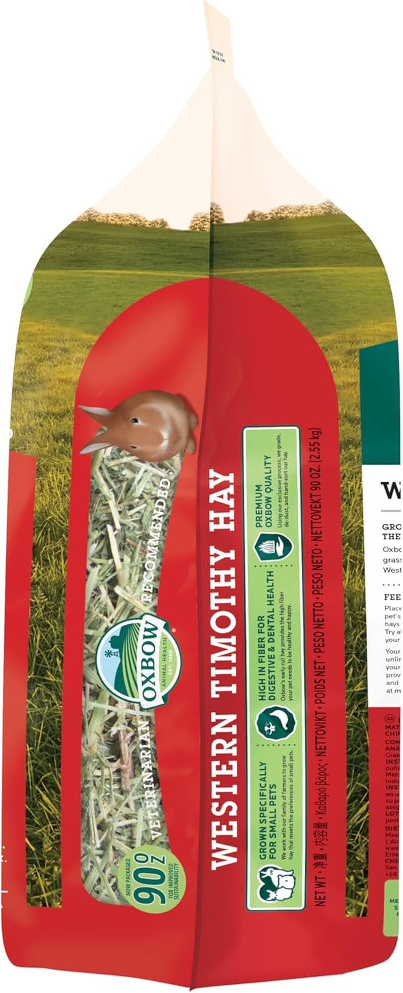 Animal Health Western Timothy Hay, Guinea Pig Hay, Small Pet Bunny Supplies, All Natural Grass for Guinea Pig, Bunny, Chinchilla & Hamster, Rabbit Supplies for Bunnies, 90 Oz. Bag