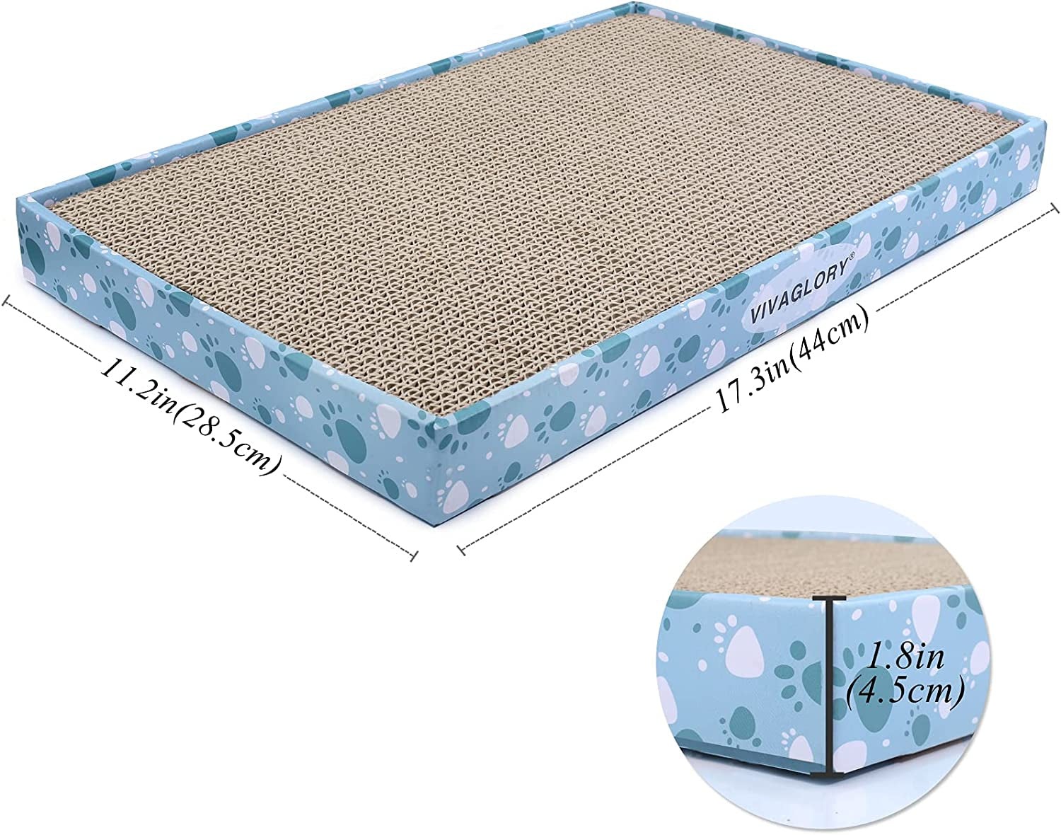Cat Scratcher, Scratching Pads with Box, Reversible Board for Indoor Cats Kitty, Cardboard Scratcher, Catnip Included, 1 Pack, Extra Wide
