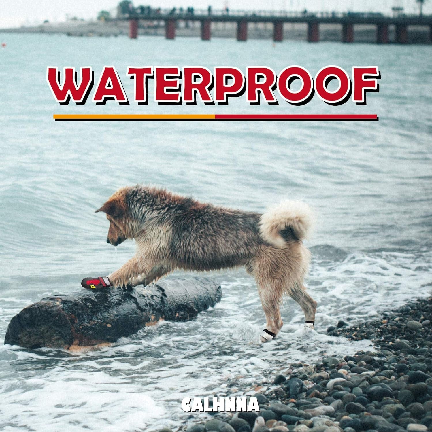 Dog Shoes for Medium Large Dogs, Waterproof Dog Snow Boots Dog Booties Paw Protectors with Reflective Straps Rugged Anti-Slip Sole 4PCS