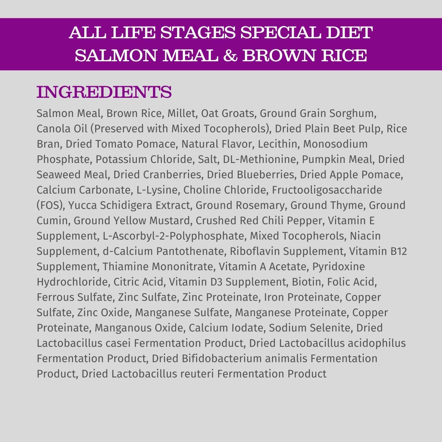 Special Diet All Life Stages Dry Dog Food, 15Lb., Salmon Meal & Brown Rice Recipe, Sensitive Skin and Stomach, Grain Free Dog Food