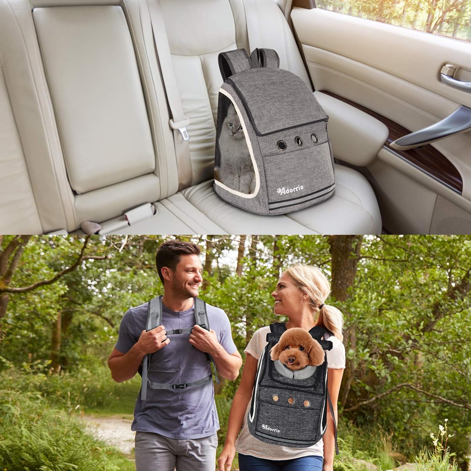 Dog Cat Backpack Carrier for Small Dogs and Cats, Safer Multifunctional Pet Backpack Carrier for Hiking, Walking, Traveling, Outdoor Activities (Black)β¦