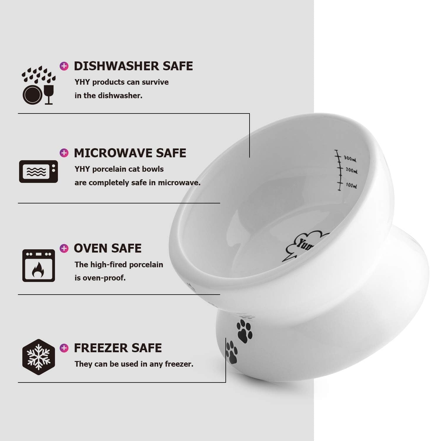 Elevated Cat Food Bowl, Raised Food and Water Bowl for Cat and Small Dog, Tilted Ceramic Water Bowls No Spill,15Oz, Dishwasher Safe