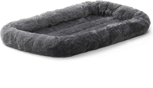 XS Dog Bed – Gray Faux Fur Bolster, Ultra-Soft and Machine Washable, Fits 22-Inch Crates and Carriers, for Small Dogs and Cats