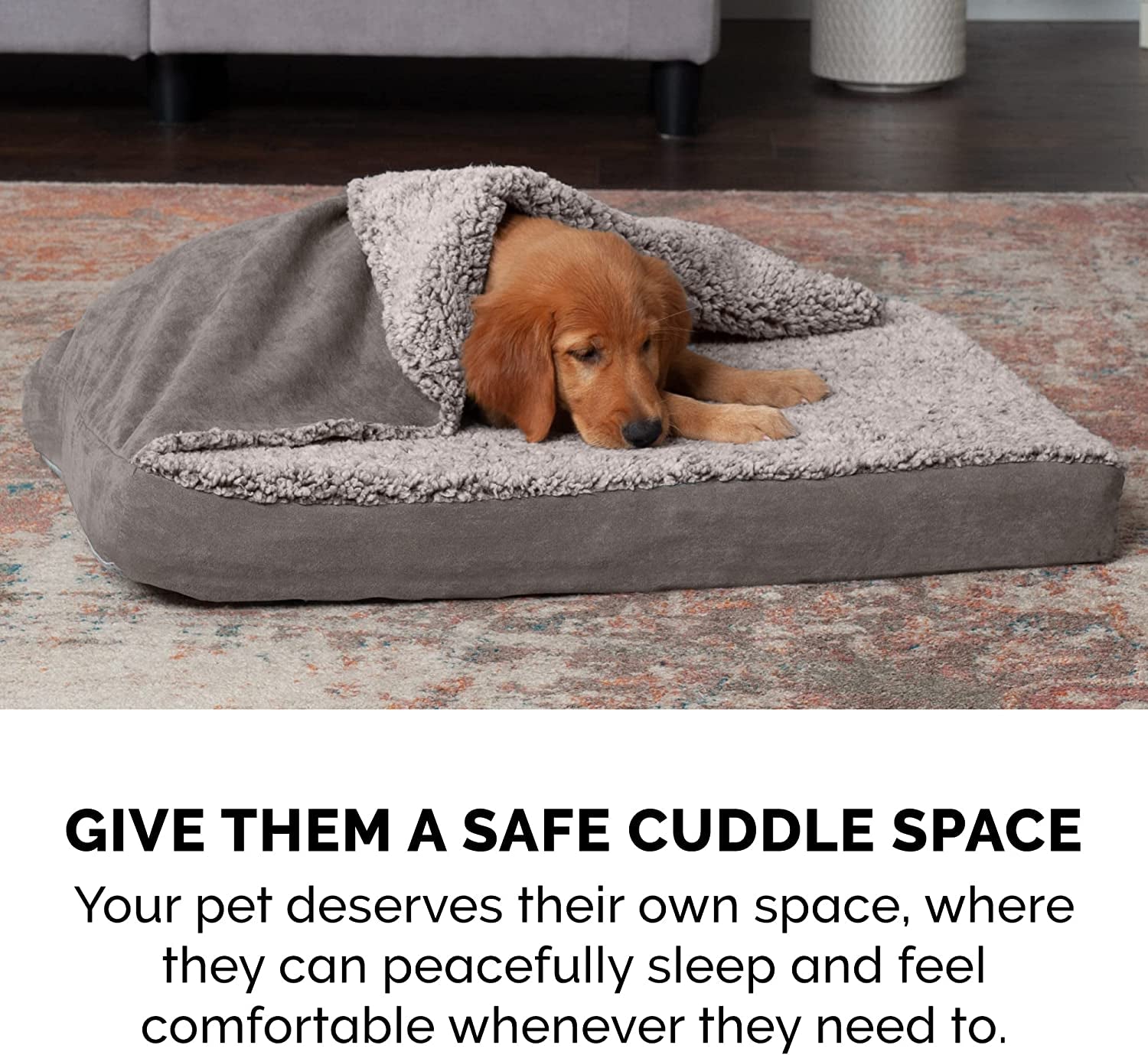 Orthopedic Dog Bed for Medium/Small Dogs W/ Removable Washable Cover, for Dogs up to 35 Lbs - Berber & Suede Blanket Top Mattress - Gray, Medium