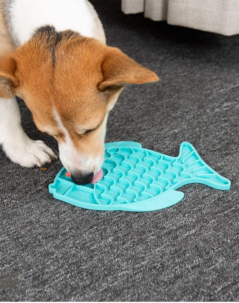 Fish-Shaped Cat Slow Feeder Pet Lick Mat Cat Puzzle Feeder for Dogs & Cats, Fun Alternative to Slow Feeder Cat Bowl, IQ Treat Mat, Anxiety Relief