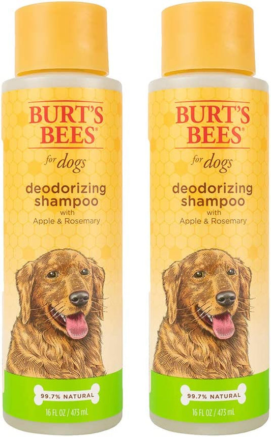 Deodorizing Dog Shampoo with Apple and Rosemary, 95% Natural Origin Formulas, Gentle Canine Cleanser for Smelly Pups, 2 Pk 16 Oz