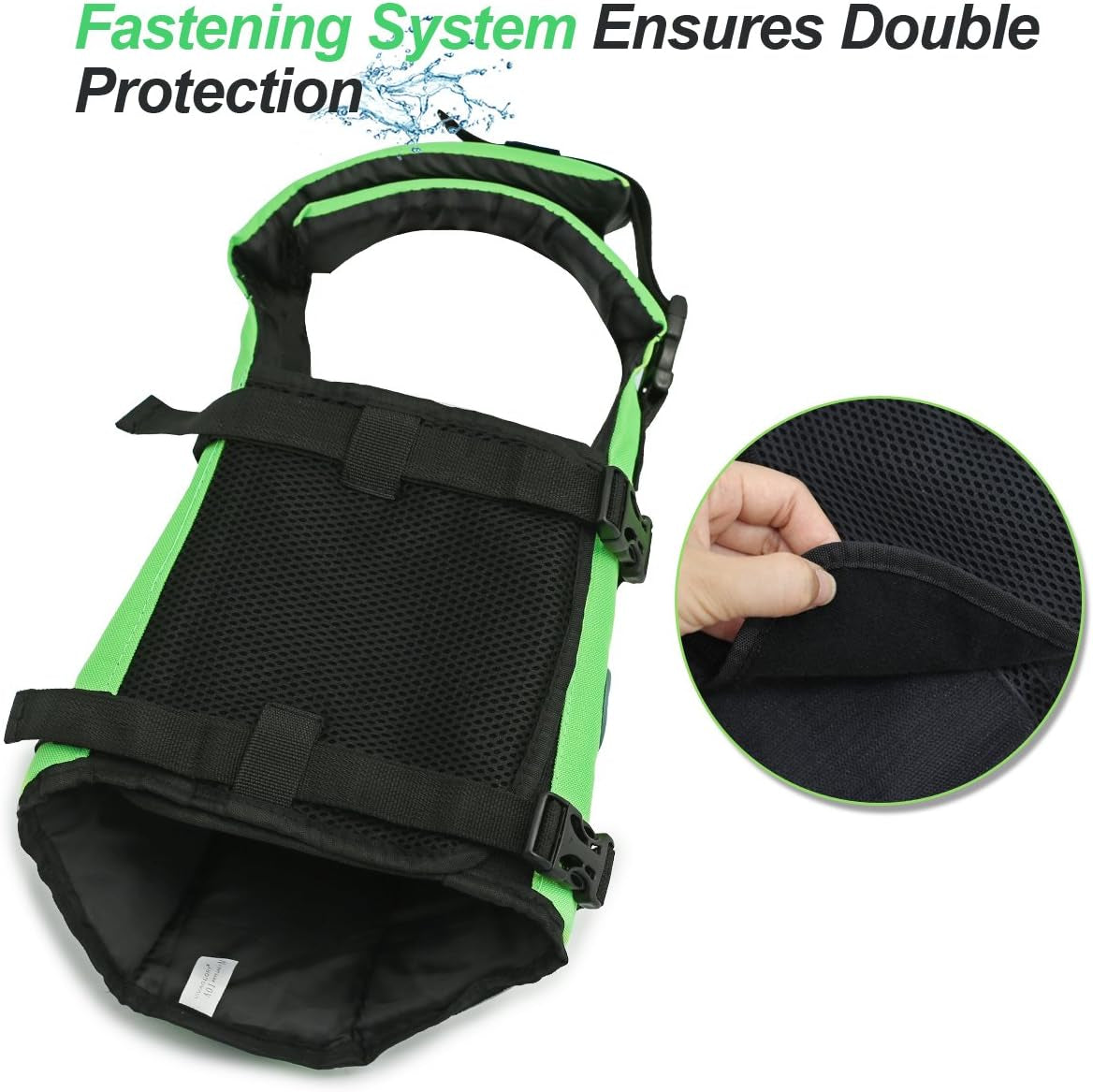 Rip Stop Dog Life Vest, Swimming Vest with Handle, Buoyancy for Doggy Puppy, Dog Life Jacket for Swimming & Boating, S, Bright Green