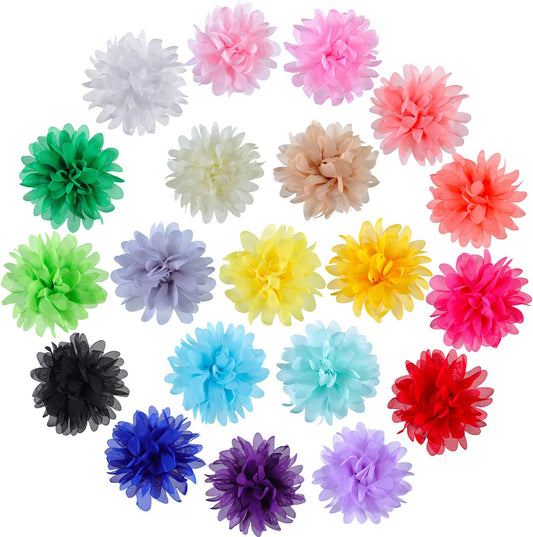 10 Cm/ 4 Inch 20 Pcs Pet Flower Collar Bow Dog Collar Dog Flower Accessory Multi Color Soft Chiffon Bow Tie Charms for Puppy Grooming Accessories