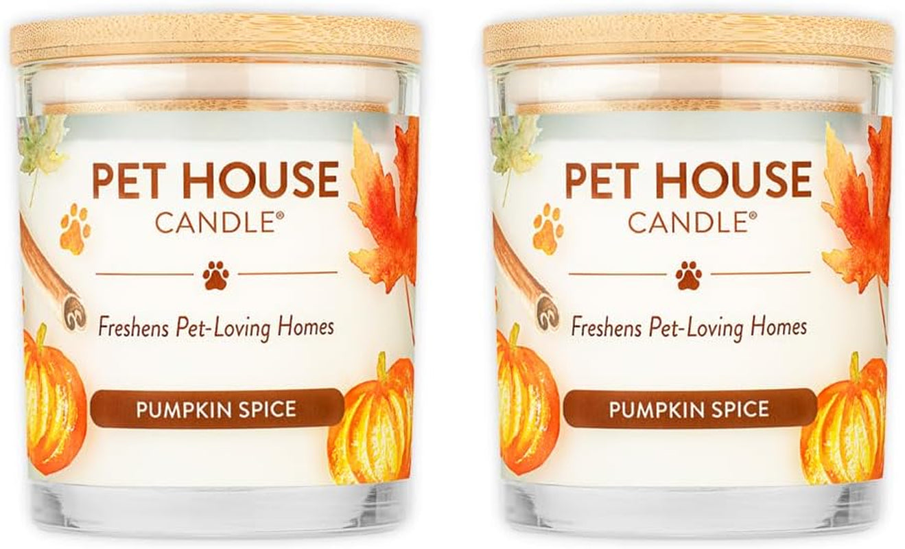 Pet House Pumpkin Candle, Plant-Based Scented Pet Odor Candle, Clean with a 60 Hour Burn Time - Pumpkin Spice, 2 Pack