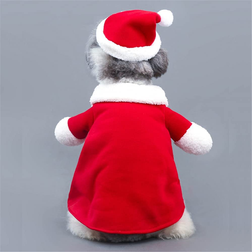 Pet Christmas Costumes, Dog Cat Christmas Costume, Funny Pet Cosplay Outfit with a Cap for Party Dress up Clothing Christmas (Red, X-Small)