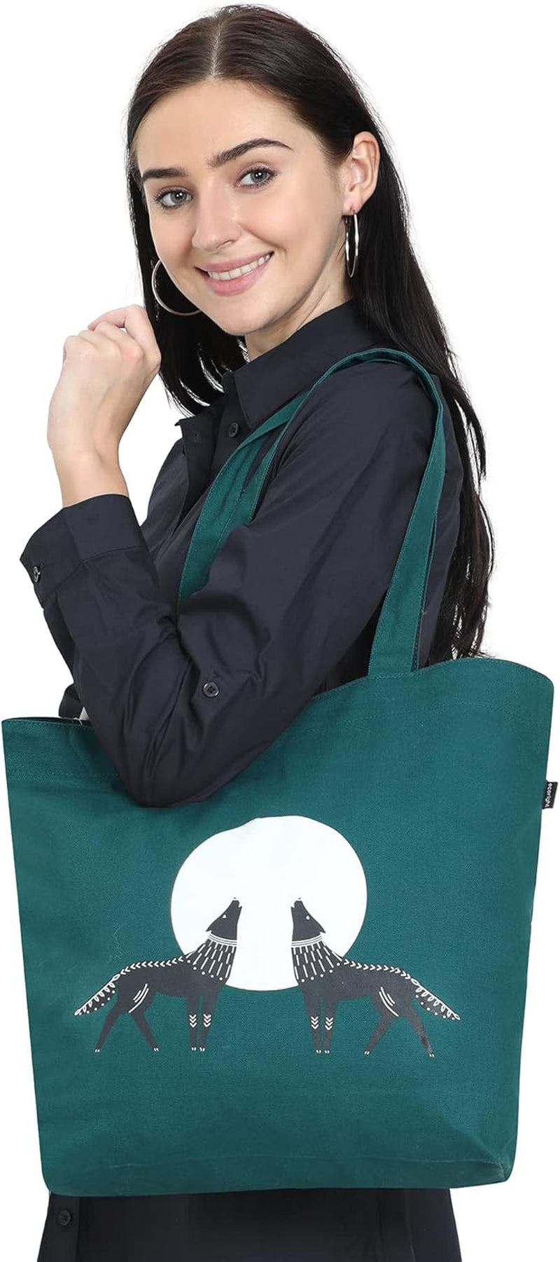 Aesthetic Canvas Tote Bag for Women Large Zipper Tote Bags with Pocket, Womens Tote Bag for Yoga, Work, Beach