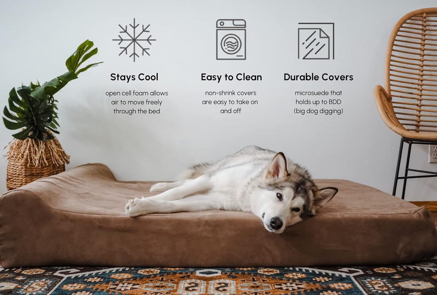 Barker Beds Headrest Extra Large Dog Bed (XL, Chocolate) – 7" Thick Soft & Comfortable Orthopedic Cushion – XL Dog Bed – Washable Microsuede Cover – Made in USA