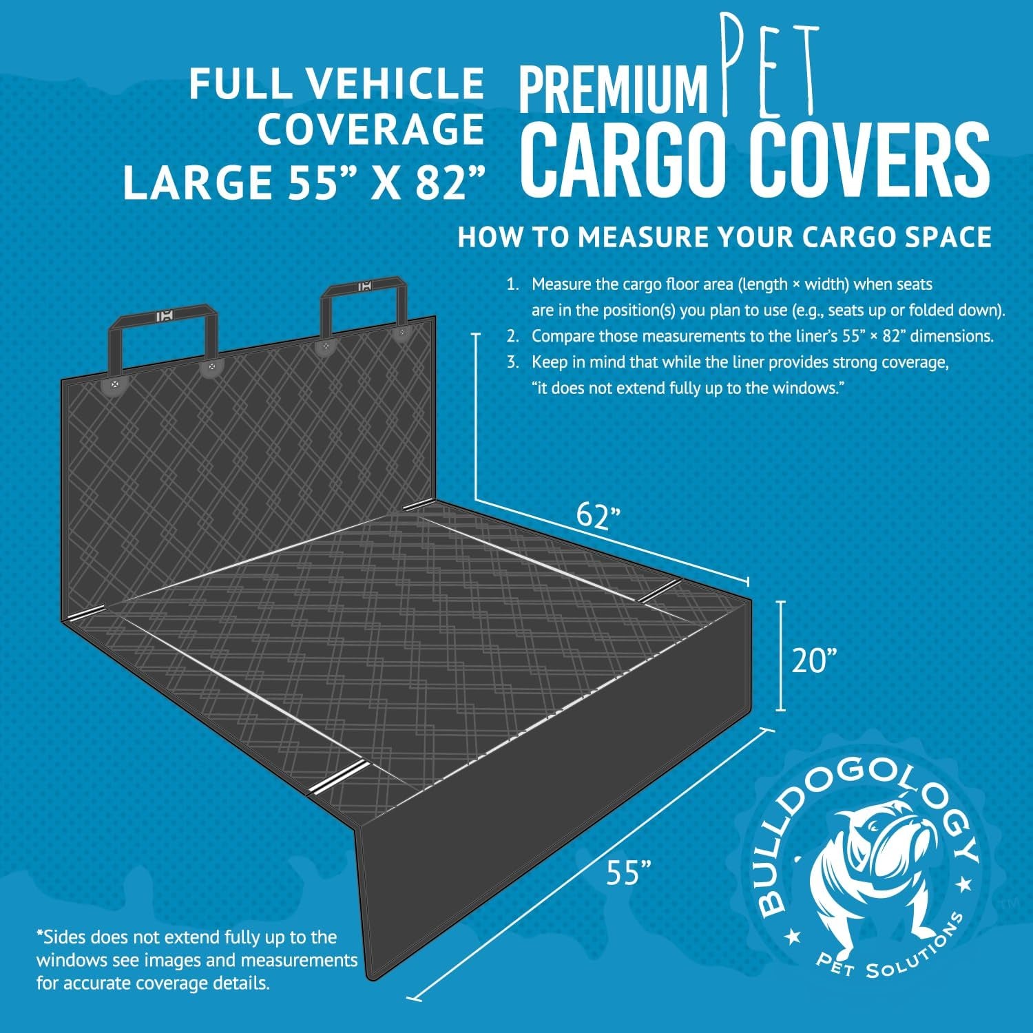 SUV Cargo Liner for Dogs 55"X82" Heavy Duty Pet Trunk Cargo Cover Area - Trunk Cover Car Protector for Dogs Waterproof Nonslip Mat - Dog Cargo Liner Suvs Vans Cars (Large, Black)