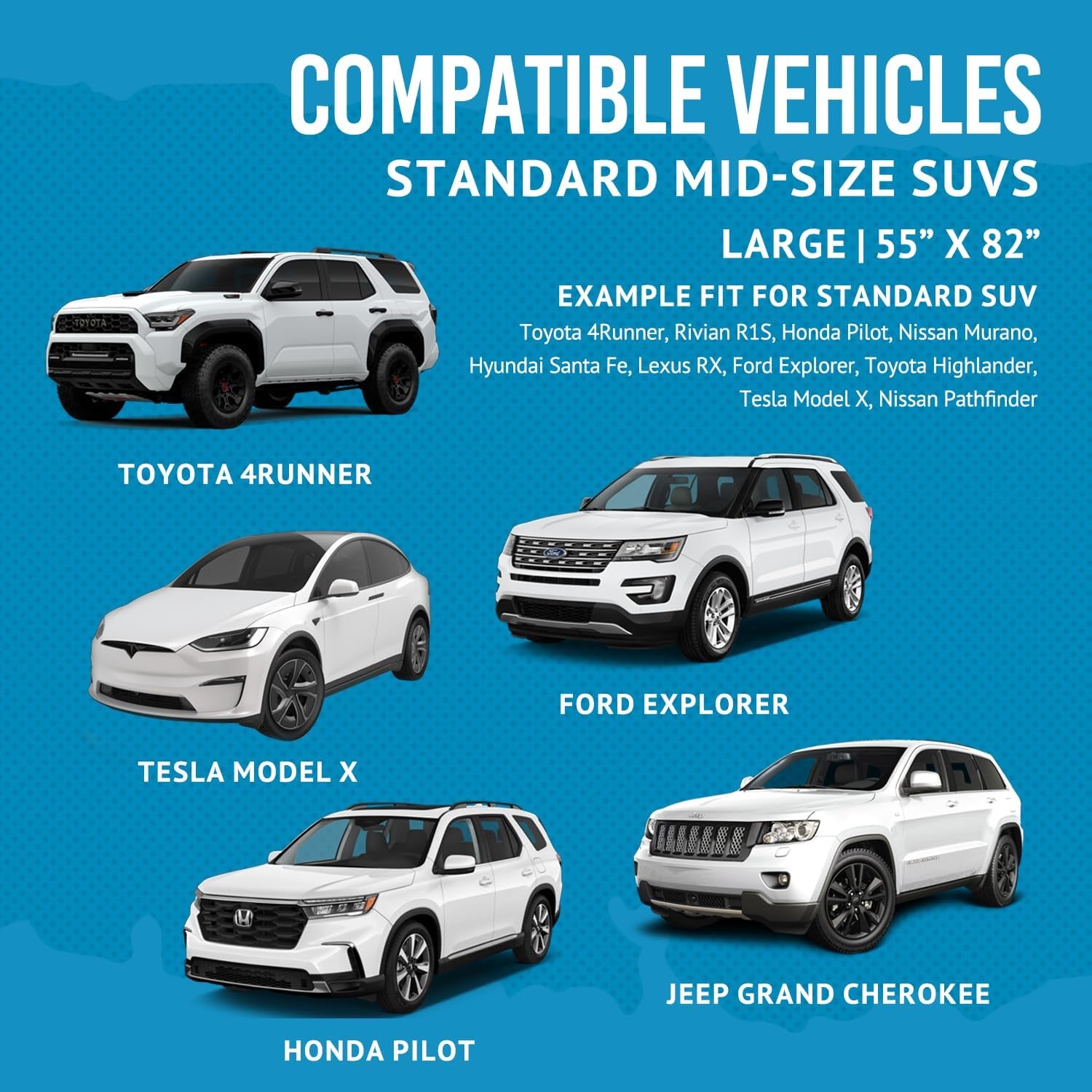 SUV Cargo Liner for Dogs 55"X82" Heavy Duty Pet Trunk Cargo Cover Area - Trunk Cover Car Protector for Dogs Waterproof Nonslip Mat - Dog Cargo Liner Suvs Vans Cars (Large, Black)