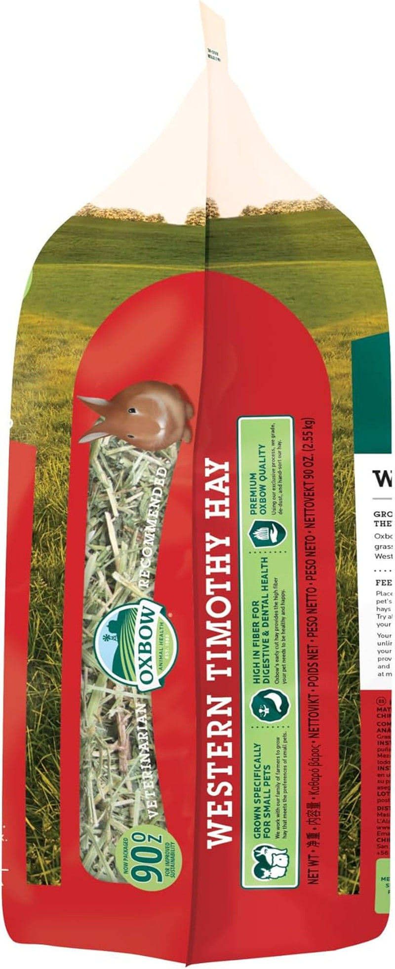Animal Health Western Timothy Hay, Guinea Pig Hay, Small Pet Bunny Supplies, All Natural Grass for Guinea Pig, Bunny, Chinchilla & Hamster, Rabbit Supplies for Bunnies, 90 Oz. Bag