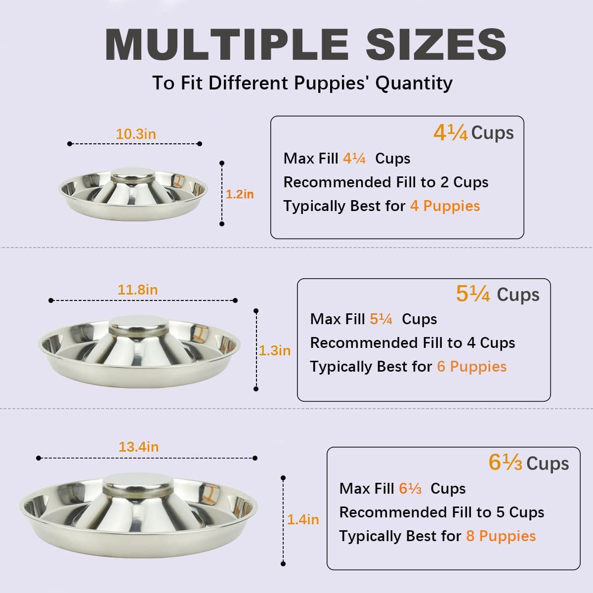 Stainless Steel Puppy Dog Bowls, Pets Puppies Feeding Food and Water Weaning Bowls Dishes Feeder