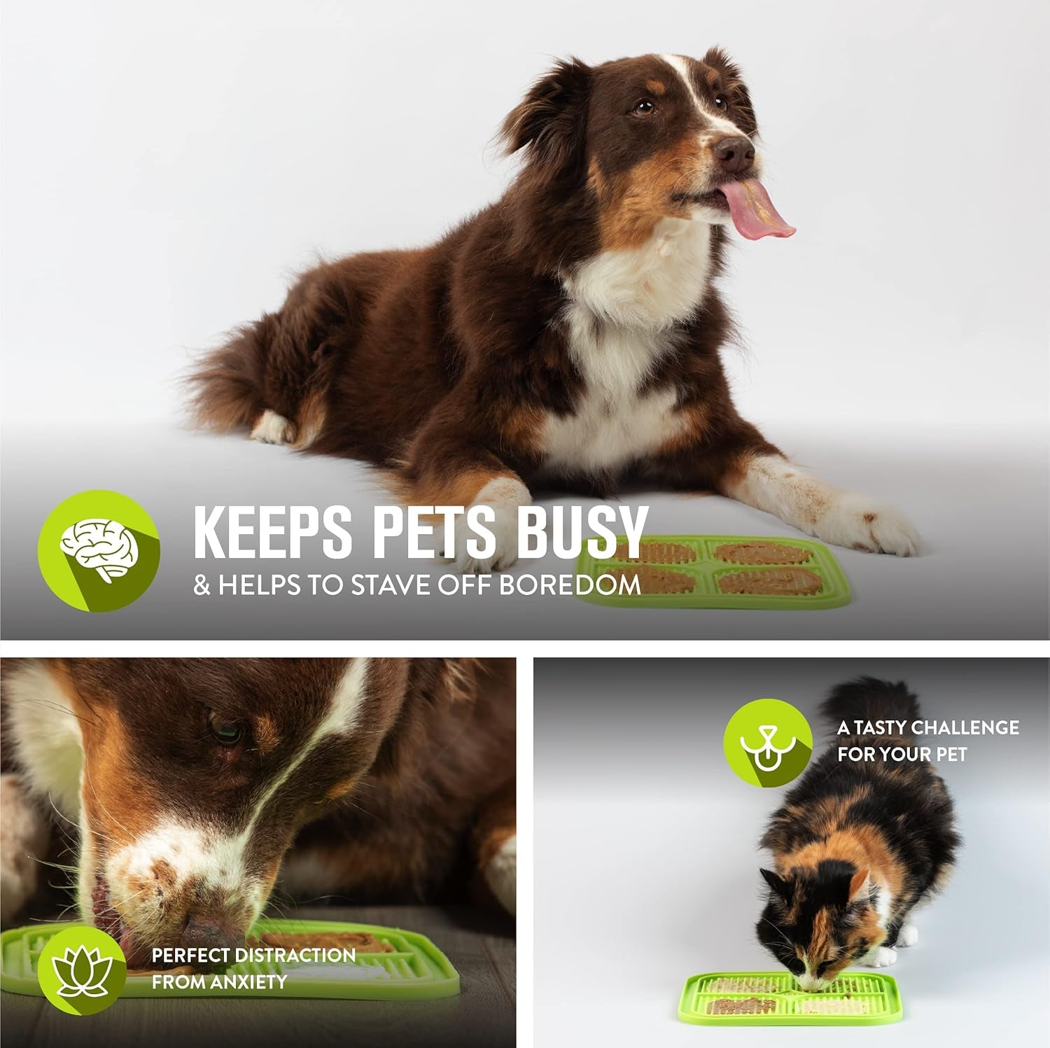 IQ Treat Lick Mat for Dogs, Dog Slow Feeder & Cat Lick Mats | Great Alternative to Slow Feeder Bowls & Cat Feeders | Perfect Dog Licking Mat, Cats Puzzle & Enrichment Toys