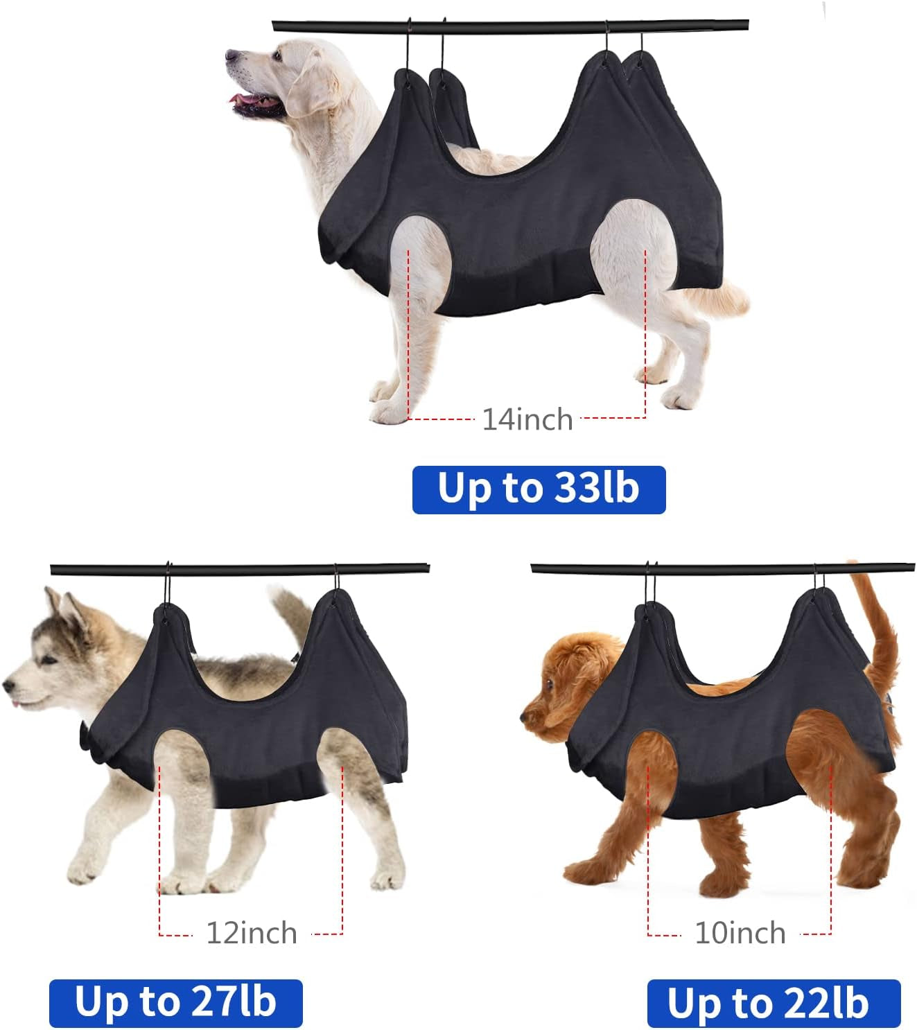 Dog Grooming Supplies - Pet Grooming Hammock, Dog Nail Trimmers/Clippers Included, Pet Grooming Kit for Dog & Cat (L)