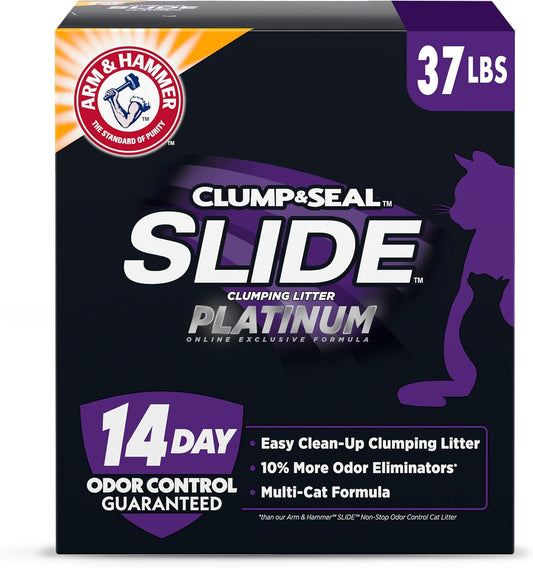 Clump & Seal SLIDE Platinum Multi-Cat Clumping Litter, Easy Clean, Superior Odor Control, 37 Lbs