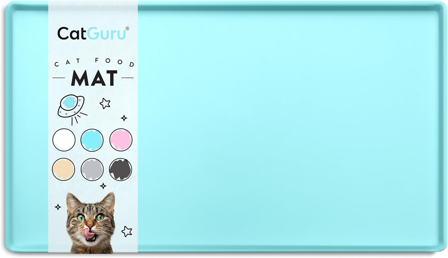 Cat Food Mat, Small & Large Pet Feedingd Mat, 100% Waterproof Cat Mats for Food and Water, Silicone Mats for Pet Bowls, Non-Slip Placemat for Water Bowl or Fountain (Small, Aruba)