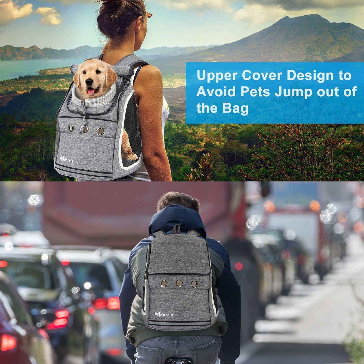 Dog Cat Backpack Carrier for Small Dogs and Cats, Safer Multifunctional Pet Backpack Carrier for Hiking, Walking, Traveling, Outdoor Activities (Black)β¦