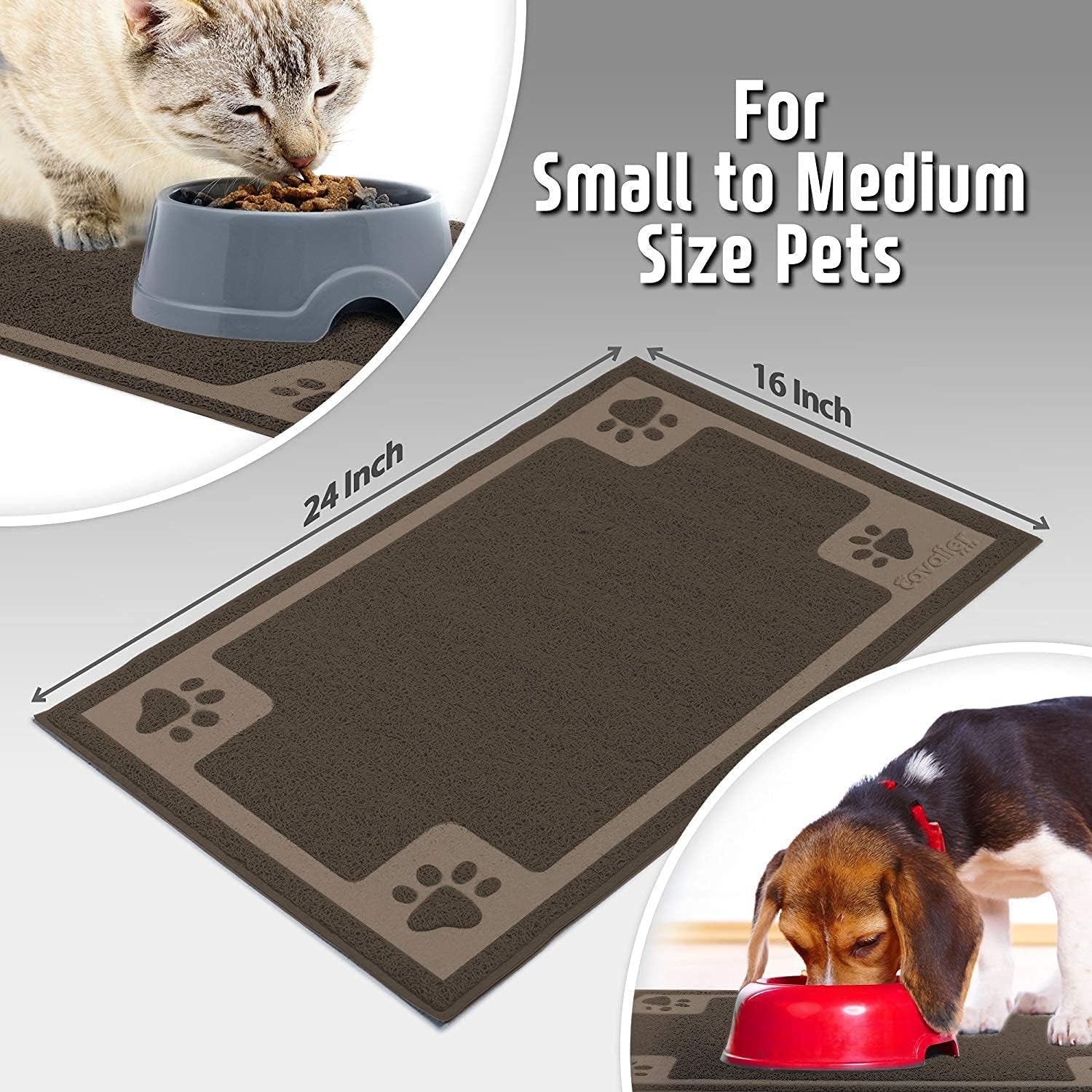 Bowl Mat for Cat and Dog, Silicone Non-Slip Absorbent Waterproof Dog Food Mat, Easy to Clean, Unique Paw Design