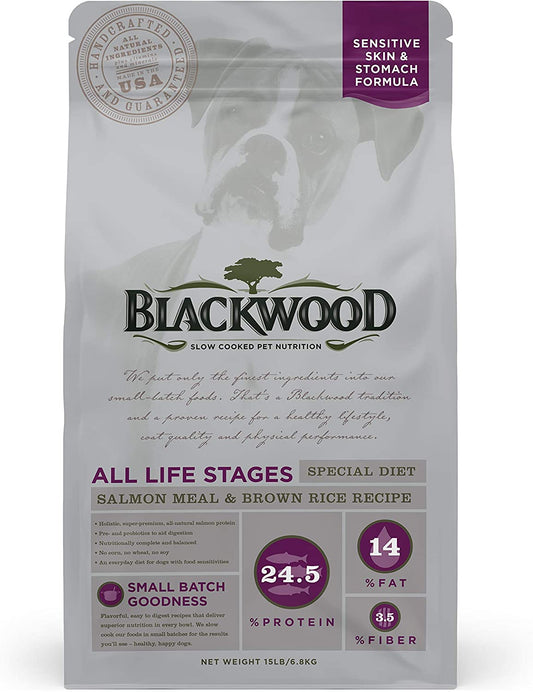 Special Diet All Life Stages Dry Dog Food, 15Lb., Salmon Meal & Brown Rice Recipe, Sensitive Skin and Stomach, Grain Free Dog Food