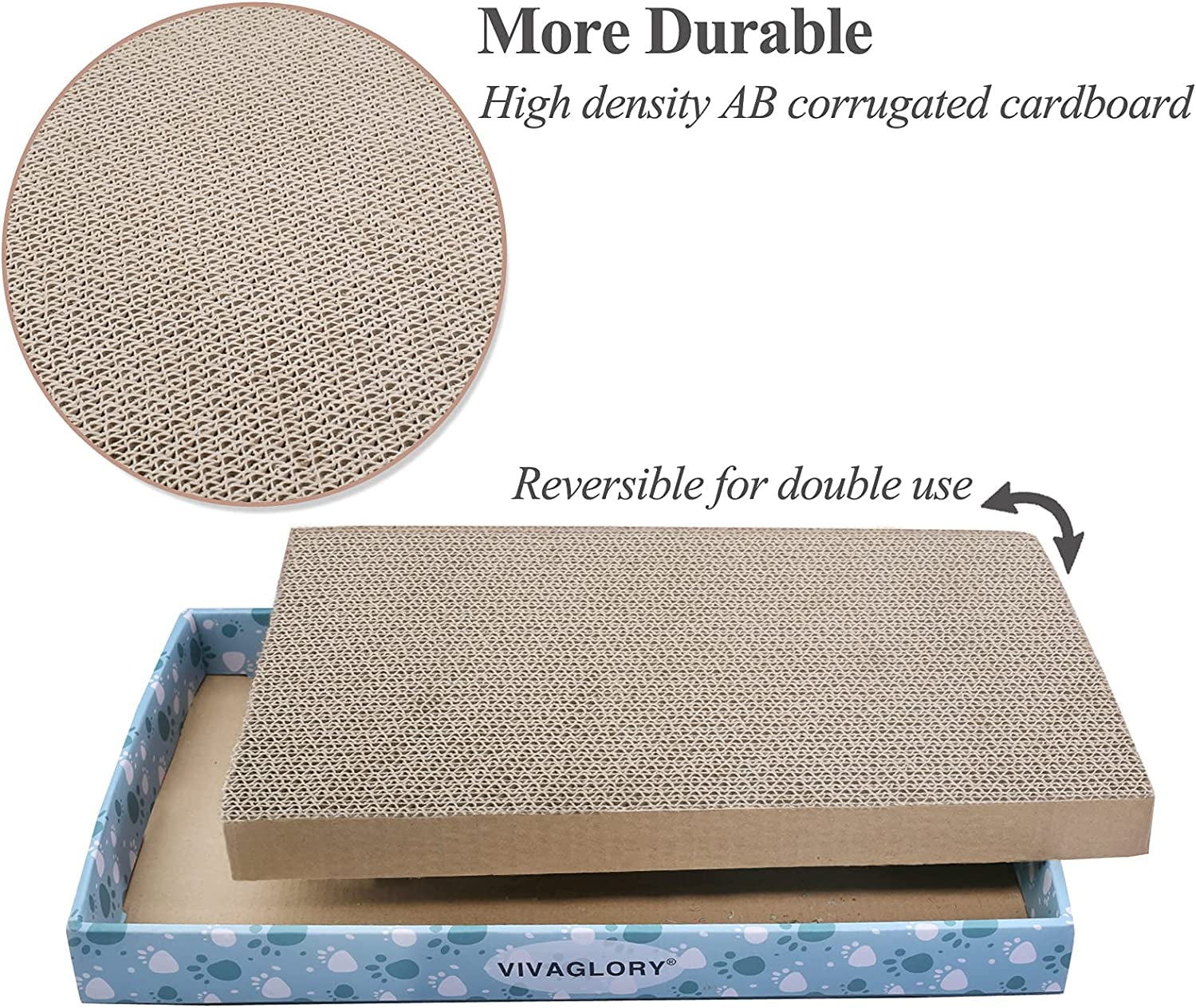 Cat Scratcher, Scratching Pads with Box, Reversible Board for Indoor Cats Kitty, Cardboard Scratcher, Catnip Included, 1 Pack, Extra Wide