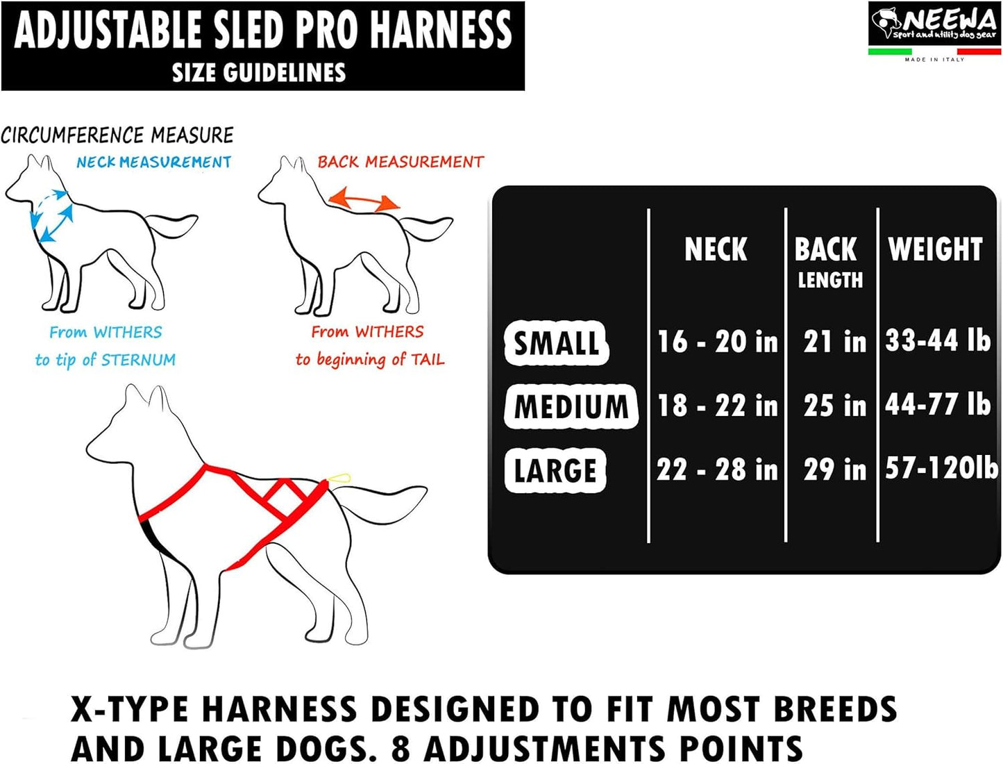 Adjustable Sled Pro Harness (Small, Blue), Dog Harness Large Breed, Dog Pulling Harness, Giant Dog Harness, Sled Harness for Pulling, Great for Dog Joring