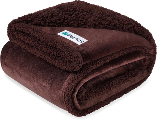 Waterproof Dog Blanket for Medium Large XL Dog Puppy Cat Throw for Couch Cover Leakproof Protection, Sherpa Fleece, Reversible Soft Washable 80X60 Brown Brown