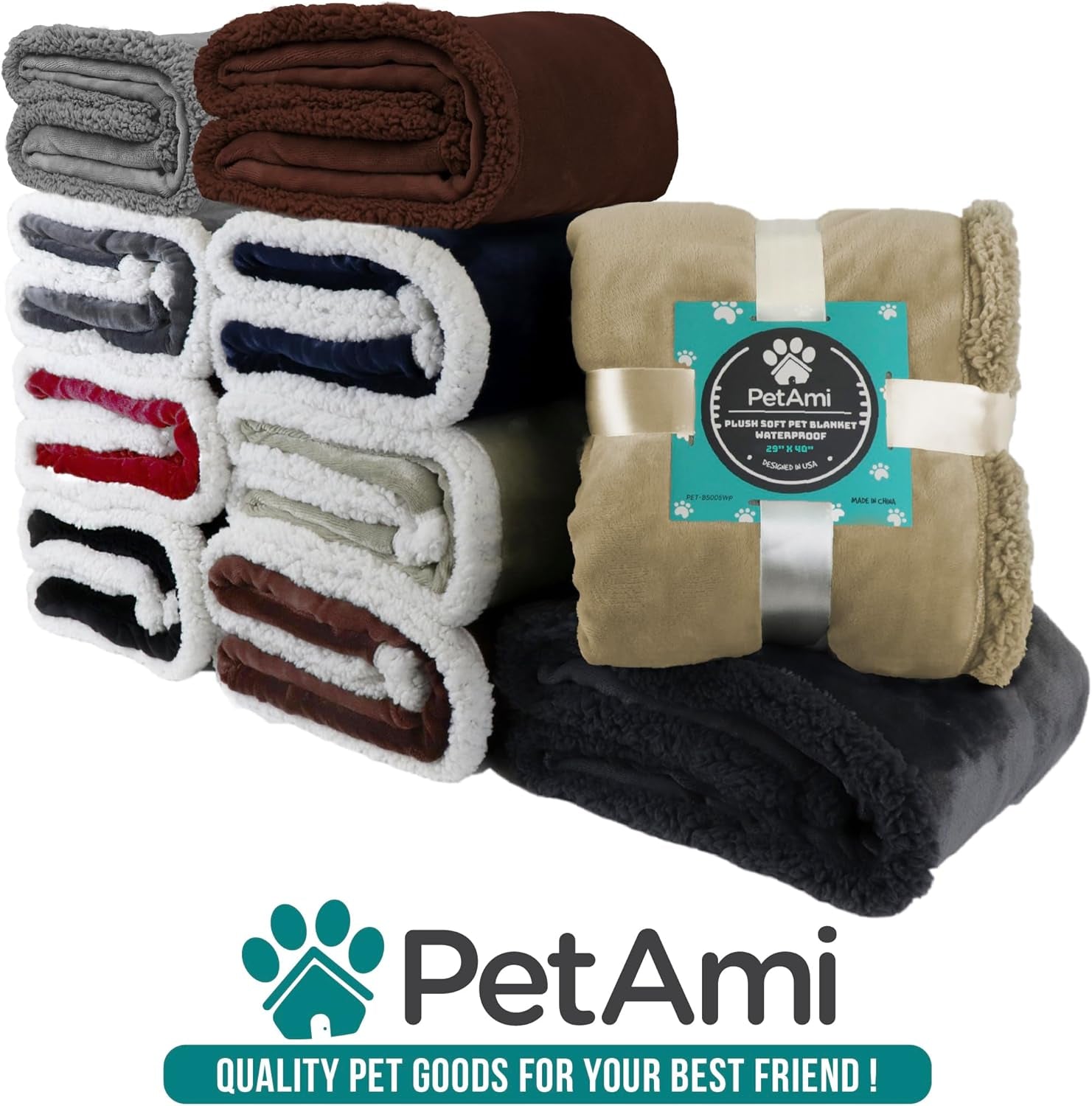 Waterproof Dog Blanket for Medium Large XL Dog Puppy Cat Throw for Couch Cover Leakproof Protection, Sherpa Fleece, Reversible Soft Washable 80X60 Brown Brown