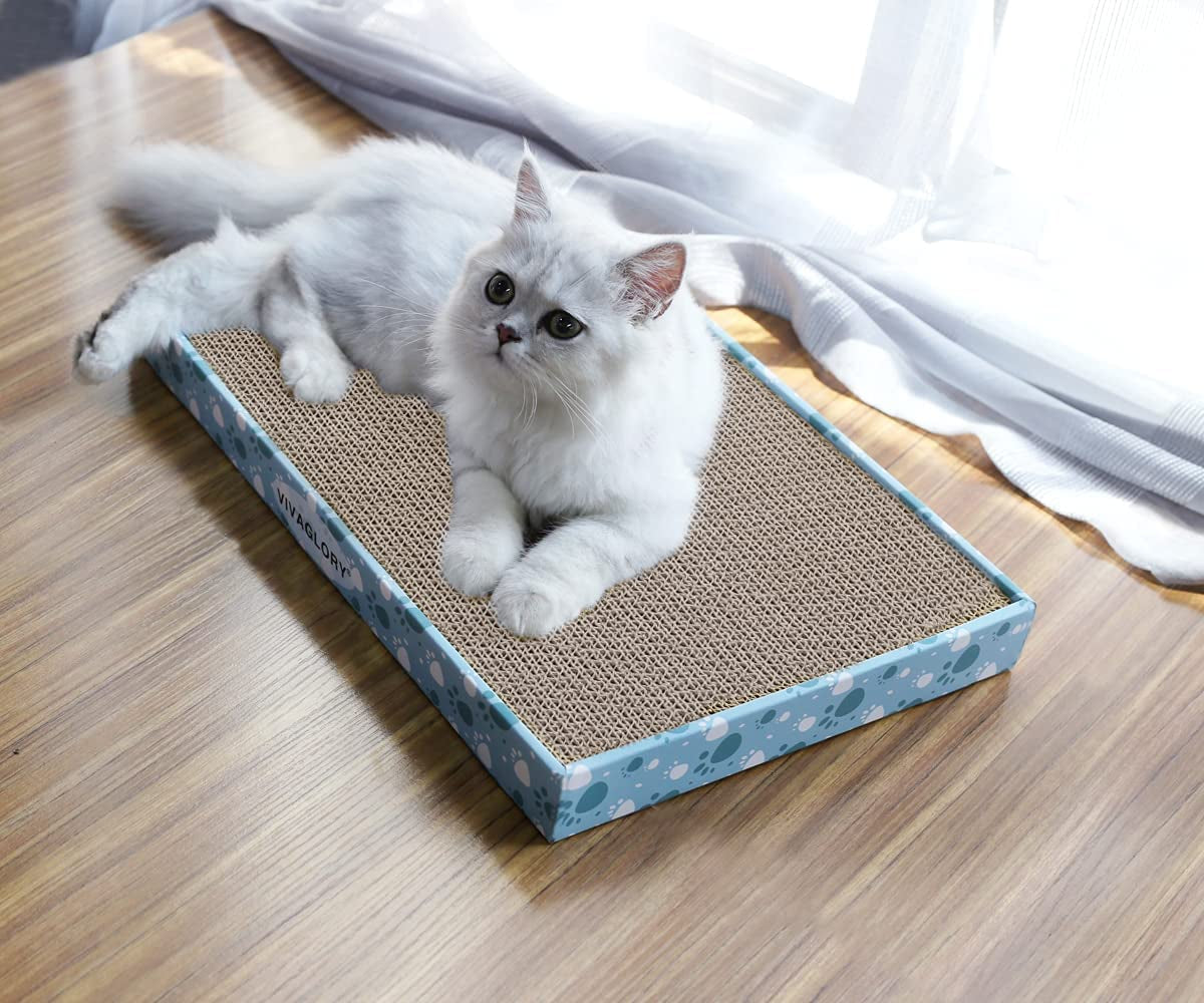 Cat Scratcher, Scratching Pads with Box, Reversible Board for Indoor Cats Kitty, Cardboard Scratcher, Catnip Included, 1 Pack, Extra Wide